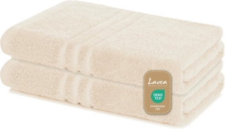 Lavea 2er Set Duschtuch 70x140 cm, Frottierserie Elena, Creme