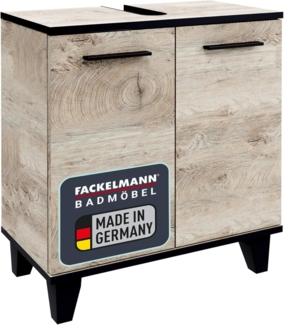 Fackelmann TE-A Waschtischunterschrank 60 cm breit mit Füßen, Braun hell