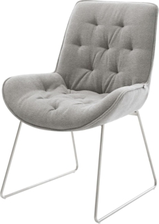 Esszimmerstuhl Taimi-Flex Strukturstoff Soft Grau Kufengestell Edelstahl