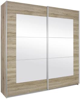 Rauch Möbel Alegro Schrank Schwebetürenschrank Kleiderschrank in Eiche Sanremo hell mit Spiegel 2-türig, inklusive Zubehörpaket Basic 3 Kleiderstangen, 3 Einlegeböden BxHxT 271x210x62 cm