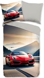 good morning Babybettwäsche Cabrio, Renforcé, 2 teilig, Baumwolle, Renforcé, 135x200, 2 Teilig, Wendeoptik, Kind, Junge, Auto