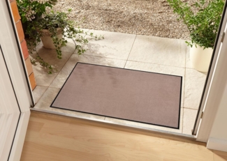 Teppich Boss waschbare In- & Outdoor Fußmatte Uni einfarbig - beige - 60x80x0,7cm