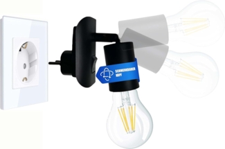 TRANGO LED Steckdosenleuchte, 11-059 LED Steckerleuchte inkl. 1x 8 Watt 3000K warmweiß E27 LED Leuchtmittel in Schwarz matt *ANNA*, Wandleuchte, Leselampe, Küchenlampe