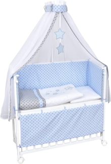 Baby-Delux Beistellbett Babybett Magic Stars Blau, Stillbett 90x40 weiß höhenverstellbar, Matratze inkl. komplett Set