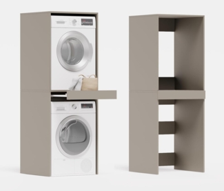 Platan Room Waschmaschinenumbauschrank Waschmaschinenschrank für Waschmaschine & Wäschetrockner Waschmaschine Trockner Schrank mit Ausziehbrett Überbauschrank