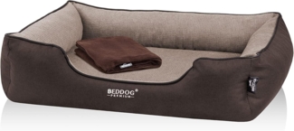 BedDog PREMIUM Orthopädisches Hundebett CLARA, Memory Foam, mit abnehmbaren Bezug MELANGE (beige/braun), L