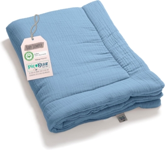 pic Bear Krabbeldecke Musselin, 135x95 cm, airy blue Musselin : airy blue Musselin