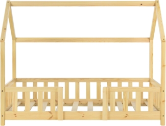 Encasa Hausbett 70x140 cm natur, mit Komfort-Matratze und Rausfallschutz