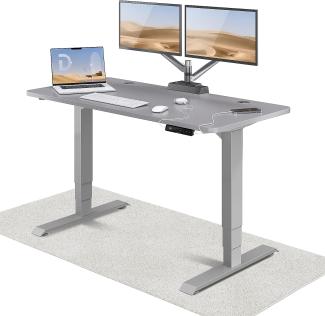 Höhenverstellbarer Schreibtisch - Höhenverstellbar Elektrisch mit Flüsterleisem Dual-Motor & Touchscreen - Hohe Tragfähigkeit - Stehtisch von Desktronic, Grau + Grau, 140x70 cm