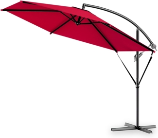 Kingsleeve Sonnenschirm Ampelschirm Alu Ø 300 cm UV Schutz 30+ neigbar, Rot