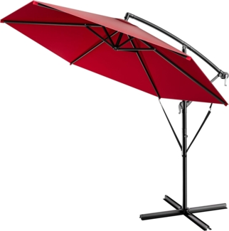 Kingsleeve Sonnenschirm Ampelschirm Alu Ø 300 cm UV Schutz 30+ neigbar, Rot