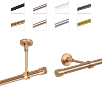 MDEKOR Gardinenstange Vorhangstange 19mm, 1-läufig, 1-läufig Wand oder Deckenmontage, 120 cm Kupfer