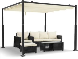 VOUNOT® Pergola Gartenpavillon 3x3 m Wasserdicht Stabil Winterfest, Metall Garten Pavillon mit freistehender Terrassenüberdachung, Sonnenschutz für Garten, Terrasse & Balkon, Dunkelbeige