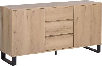 Sideboard heller Holzfarbton 3 Schubladen 2 Schränke ELDA