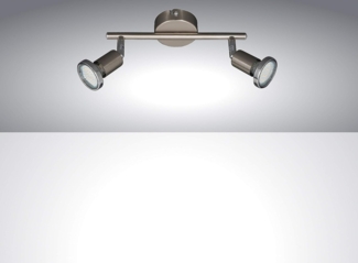 TRANGO LED Deckenspots, 2-flammig 2935-022 LED Deckenleuchte FINNO in Edelstahl-Optik inkl. 2x 3 Watt GU10 LED Leuchtmittel I Deckenlampe I Deckenstrahler I Deckenspots, Wohnzimmer Lampe schwenkbar und drehbar