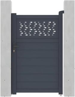 Vente-unique - Gartentor Flügeltor - 103x166 cm - Aluminium - Halbvoll mit Muster - Anthrazit - BAZIO