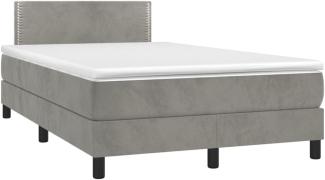 vidaXL Polsterbett mit Matratze & LED Hellgrau 120x200 cm Samt [3134333]