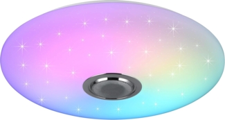 Reality Leuchten LED Deckenleuchte MUSICA, LED Deckenlampe mit Bluetooth Lautsprecher, Fernbedienung inkl, Bluetooth-Lautsprecher, LED fest integriert, warmweiß - kaltweiß, RGBW Farbwechsel mit Rainbow-Effekt, dimmbar, Timer, Starlight, Memory