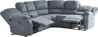 Ecksofa Polsterbezug elektrisch verstellbar USB-Port dunkelgrau ROKKE