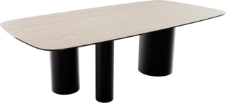 Esstisch Edge Boot 240x120 Keramik Travertin Natur Troa Metall Schwarz