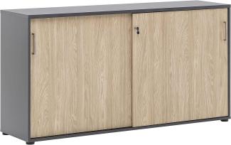 MÖBELPARTNER Unterschrank Aktenschrank Büroschrank Anthrazit/Eiche 160,2x84,2x41