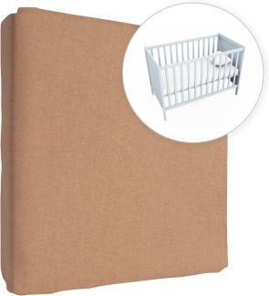 Jersey 100% Baumwolle Spannbettlaken passend für Babybett 100x50 cm (Haselnusst)