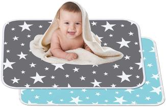 2 Stücke Waschbar Wickelunterlage Babyunterlagen Wasserdicht für Säuglinge und Kleinkinder (XL - 80x110 cm) - Atmungsaktiv, Wiederverwendbare Urin Matte Abdeckung Baby Unterlage - Grau