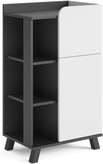 Vicco Midischrank Anthrazit/Weiß 50 x 90 cm mit Tür und Schublade, Karen