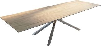 Outdoortisch Edge 300x100 cm Keramik Laminam® Sabbia Eichefarbig Kreuzgestell Rechteck Edelstahl