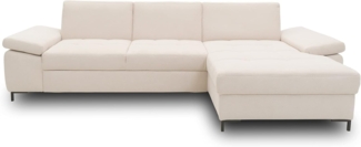 DOMO Collection Curacao Ecksofa, Eckcouch mit Federkern, Sofa mit Armlehnfunktion in L-Form, Creme, 297x160 cm