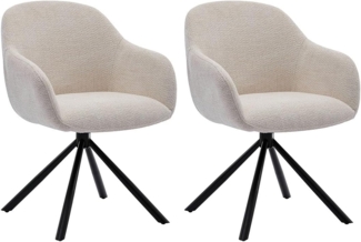 Vente-unique - 2‑er Set Stühle mit Armlehnen - Textilstoff & Metall - Creme - CILIENO