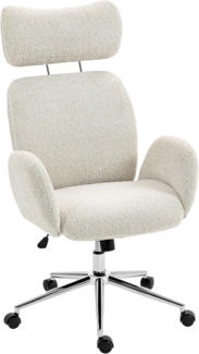 HOMCOM Bürostuhl höhenverstellbar, mit verstellbarer Kopfstütze (Computerstuhl, 1 St), für Wohnzimmer, Büro, Hellgrau