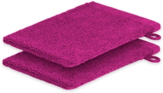 2x Waschhandschuh Frottier 500 g/m² 15 x 21 cm Pink