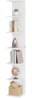 WOLTU Regal, Standregal mit 7 Ebenen, Wandregal weiß, Bücherregal Küchenregal schmal, freistehend wandmontiert, für Küche Wohnzimmer Schlafzimmer, aus Holzwerkstoff, RGB46ws