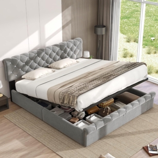 OKWISH Schlafsofa Daybett Tagesbett Doppelbett Stauraumbett Kinderbett Polsterbett, Ohne Matratze