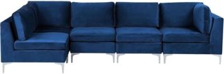 Ecksofa EVJA Samtstoff Marineblau Rechtsseitig