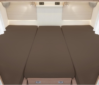 BettwarenShop Wohnmobil Wohnwagen Heckbett Spannbetttuch-Set 3-teilig|2 Längsbetten + Mittelteil| braunBettwarenShop Wohnmobil Wohnwagen Heckbett Spannbetttuch-Set 3-teilig