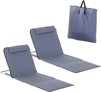 Outsunny Gartenliege Strandmatte mit Tragetasche, Faltbare Strandliege, 2 St, Strandmatratze, Stahl, Grau, 134 x 48 x 33-43 cm