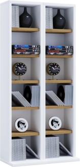 VCM CD / DVD Media Regal Milano 919588 Weiß / Honig-Eiche H. 92 x B. 42 x T. 20 cm