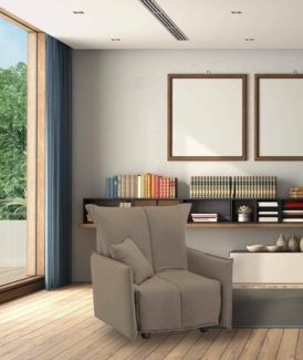 Talamo Italia - Sessel Almerinda, Einzelsofa, Wohnzimmersessel mit Trolley-Öffnung, Standardarmlehnen, 100% Made in Italy, cm 110x90h85, Taupe