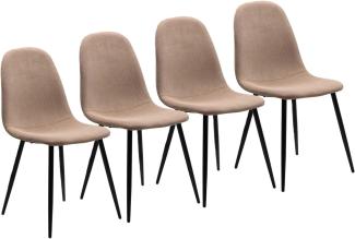 Polsterstuhl >Anya< (4er Set) in Schwarz / Cord braun - 43x83x50 (BxHxT)
