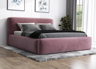 Polsterbett LUMO 90x200 mit Matratze, Bettkasten und Lattenrost. Farbe: Flamingo 14