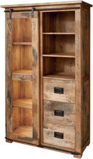 Massivmoebel24 Standvitrine (Mango 100 x 45 x 175 natur lackiert RAILWAY #126) Mango 100 x 45 x 175 natur lackiert RAILWAY #126