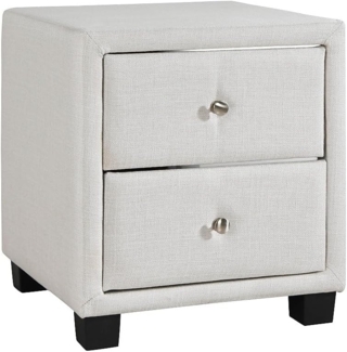 Vente-unique - Nachttisch mit 2 Schubladen - Stoff - Elfenbein - PICHONIA