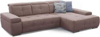 Cavadore Ecksofa Mistrel mit verstellbaren Kopfteilen, L-Form Sofa mit leichter Fleckentfernung dank Soft Clean, geeignet für Haushalte mit Kindern, Haustieren, 273 x 77 x 173, hellbraun