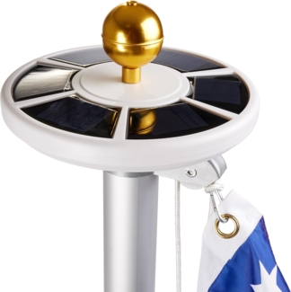 BRUBAKER LED Solarleuchte Fahnenmast Solar Licht - Fahnenmastlicht - Fahnenstangen Beleuchtung, LED fest integriert, Tageslichtweiß, Solar-Energie Lampe für Camping und Garten