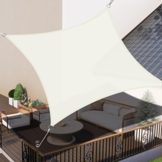 LOVE STORY Sonnensegel Wasserdicht 3x3 m Quadrat PES Polyester Sonnenschutz Windschutz Balkon Terrasse 95% UV-Schut,für Balkon Garten,Cremeweiß