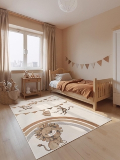 Villeroy & Boch Kinderteppich Roar like a Lion Rainbow Party Teppich, rechteckig, Höhe: 9 mm, Spielteppich weich, Kinderzimmer, Boho Kids Spielunterlage, Tieremotiv