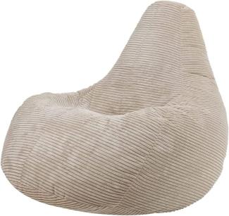 icon Sitzsack „Dalton“, Beige, Cord, Groß, Sitzsäcke für das Wohnzimmer, Schlafzimmer, Sitzsack-Sessel für Erwachsene