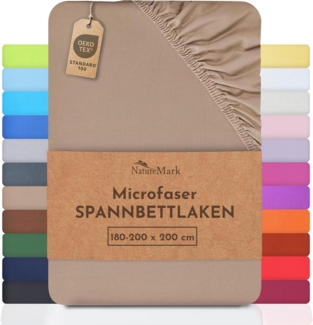 NatureMark - Mikrofaser SPANNBETTLAKEN zum Sparpreis! viele Größen und Farben Markenware (180x200-200x200 cm, Sand/beige)
